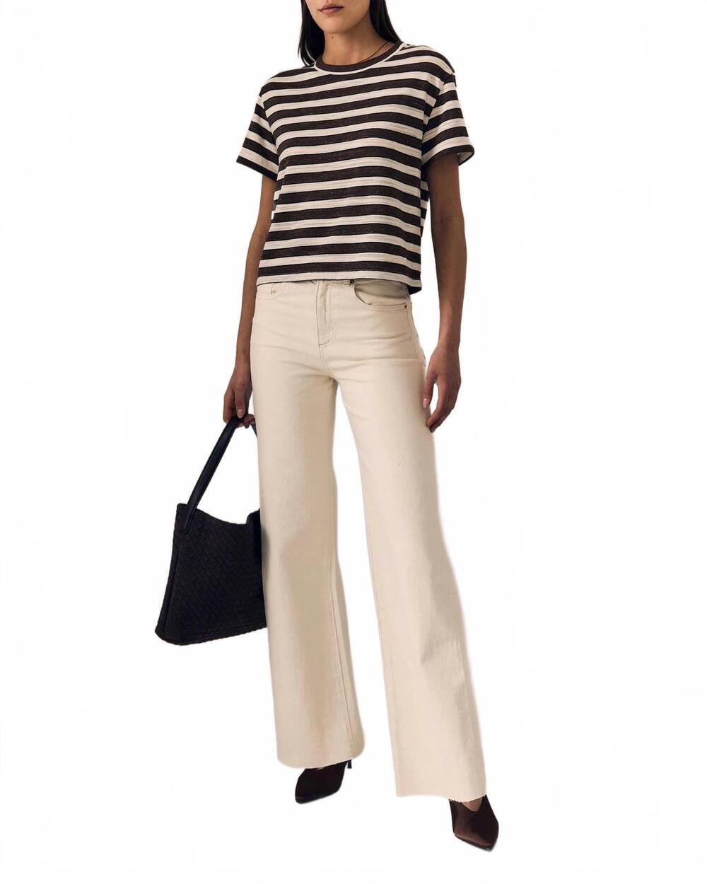 NEW LE JEAN column fitted cut jeans in bone
